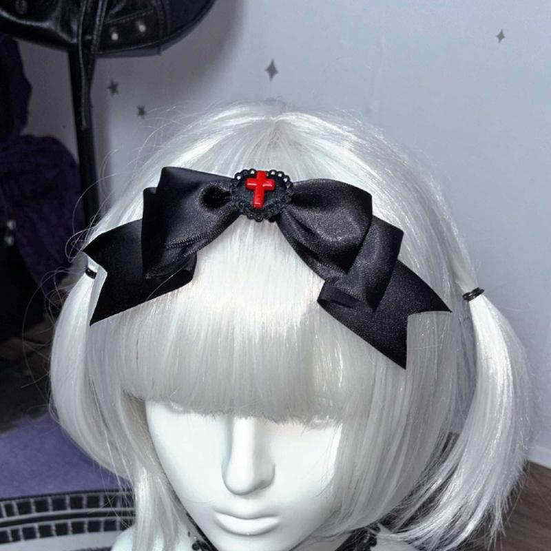 1PC Gothic Style Heart Bows Hair Clip Cosplay Hairpieces Party HeadwearFor Women Seeking Unique Fashion Accessories