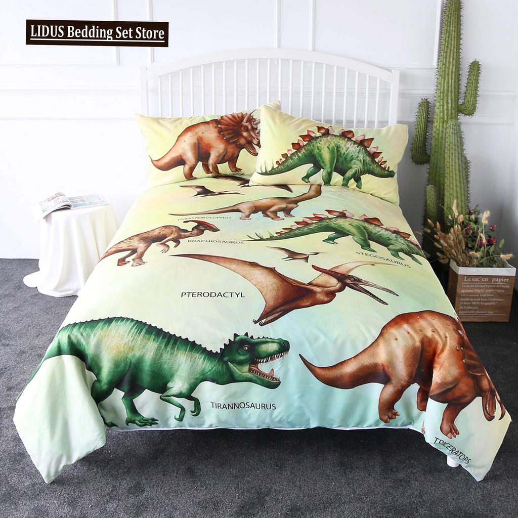 3D Dinosaur Duvet Cover Set Queen Size For Boys Dinosaur Bedding Set T-Rex Dinosaur Comforter Cover Bed Set Home Decor For Teens