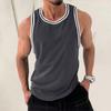 Men's Knit Vertical Stripes Fitness Exercise Slim-fit I-block Color Vest