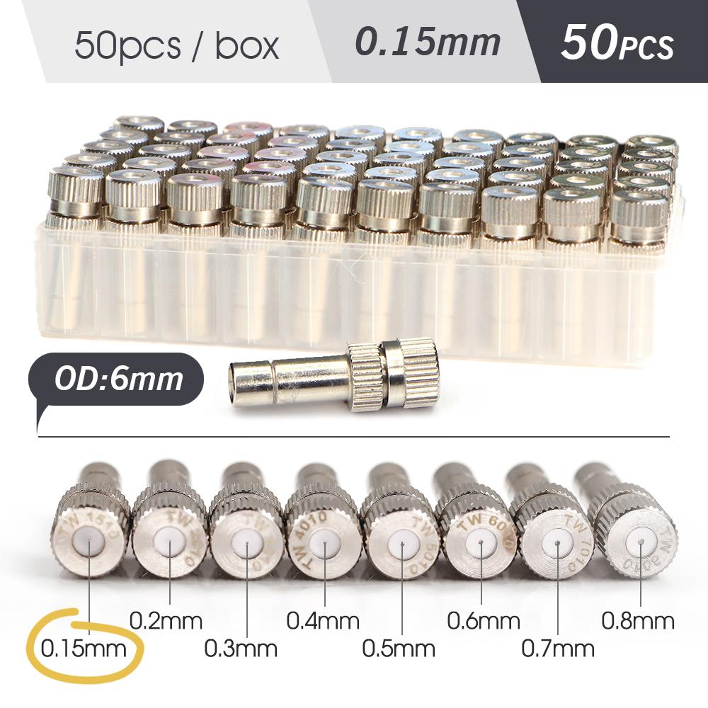 0.15-0.8mm Low-pressure Misting Nozzle 6mm Atomization Sprayer Quick Push Slip Lock for Garden Irrigation Humidification Cooling