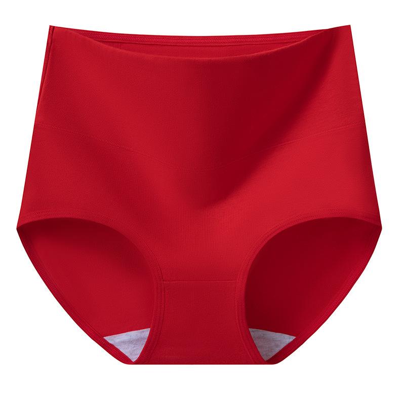 

Великий Розмір Жіноча Весна та Осінь Рік Червоний 7A Бавовна Антибактеріальні Висока Талія Живіт Не Стегна Трикутні Трусики XXL червоний