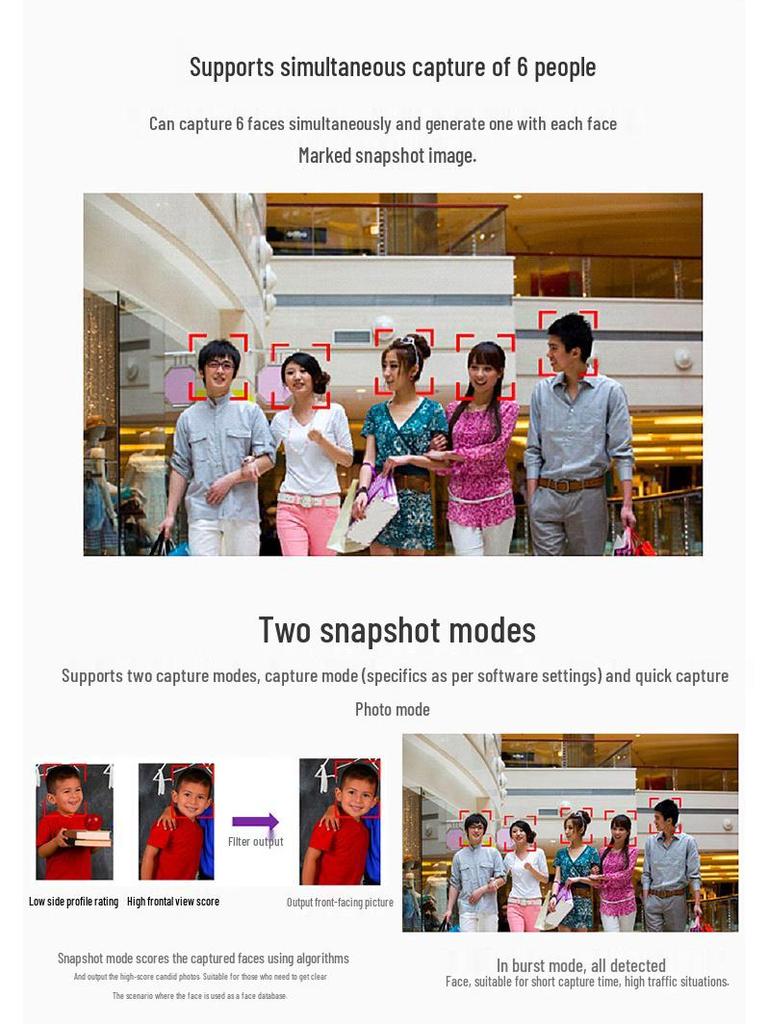 5MP HD Face Recognition Camera with Full Color Night Vision, POE, for Indoor/Outdoor Use.