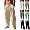 Mens Drawstring Loose Straight Breathable Casual Summer Long Pants