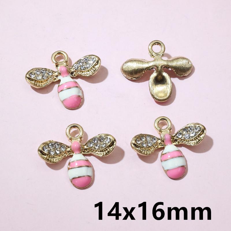 10pcs Enamel Flower Bee Honey Honeycomb Charms Pendant Alloy Metal for Necklace Earrings Bracelet DIY Jewelry Making Accessories