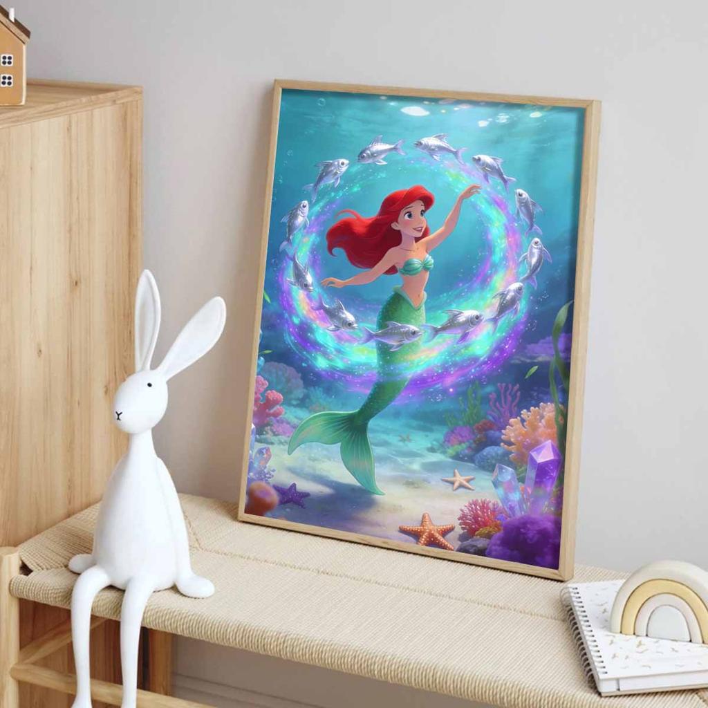 Disney Little Mermaid Ariel Diamond Paint Art Kit Mosaic Painting Diamond Art Home Room Decor Gift