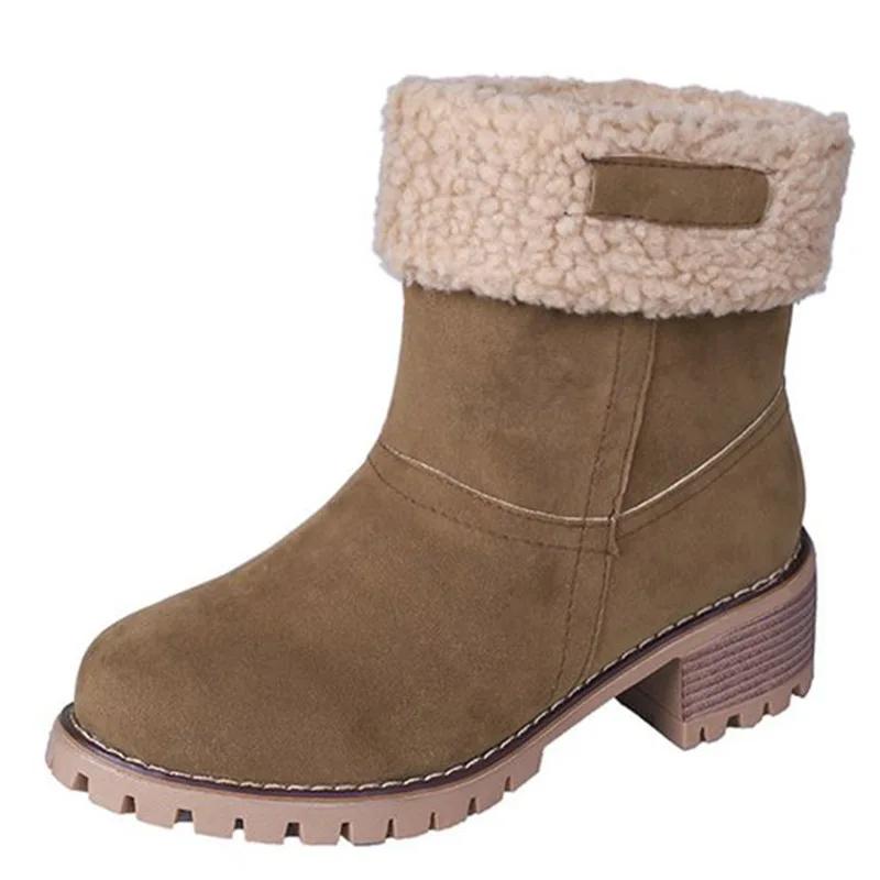 SyfIyno New Women's Winter Boots Comfortable Fist Wool Boots Wedge Pads Cotton Shoes Calf Boots Large Size 35-43
