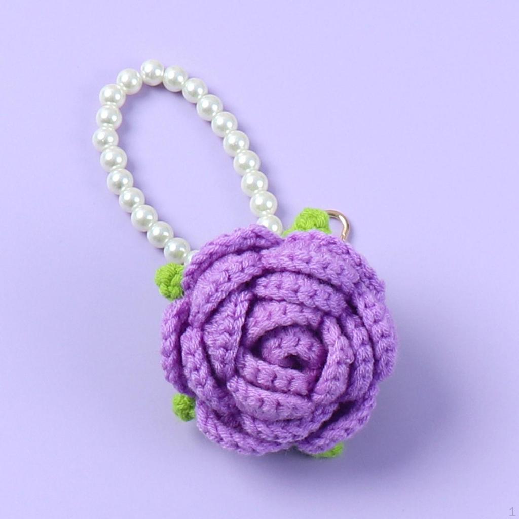 Rose Key Chain Bag Keyring Gift Stylish Accessories Charm Handwoven Pendant Keychain for