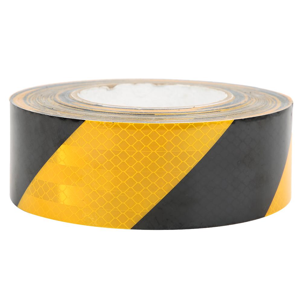 Black Yellow Highlight Reflective Safety Warning Self Adhesive Tape Sticker 50mm x 25m Color: Black Yellow
