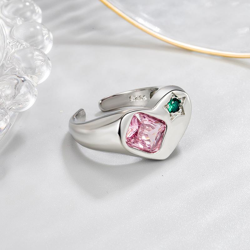 925 Sterling Silver Plated Sun Moon Sunflower Heart Rings for Women Original Flower Wedding Crystal Luxury Jewelry R5375