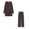 Women's Casual Deep Grey Knit Cardigan Set Women's Jacket Vest Pants