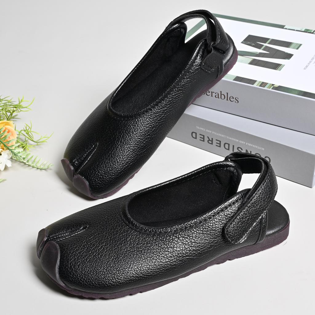 Fashion Summer Fashion Soft Leather Split Toe Women Flats Casual Comfortable Low Heeled Wedges Sandals Slingbacks Tabi Ballet Shoes