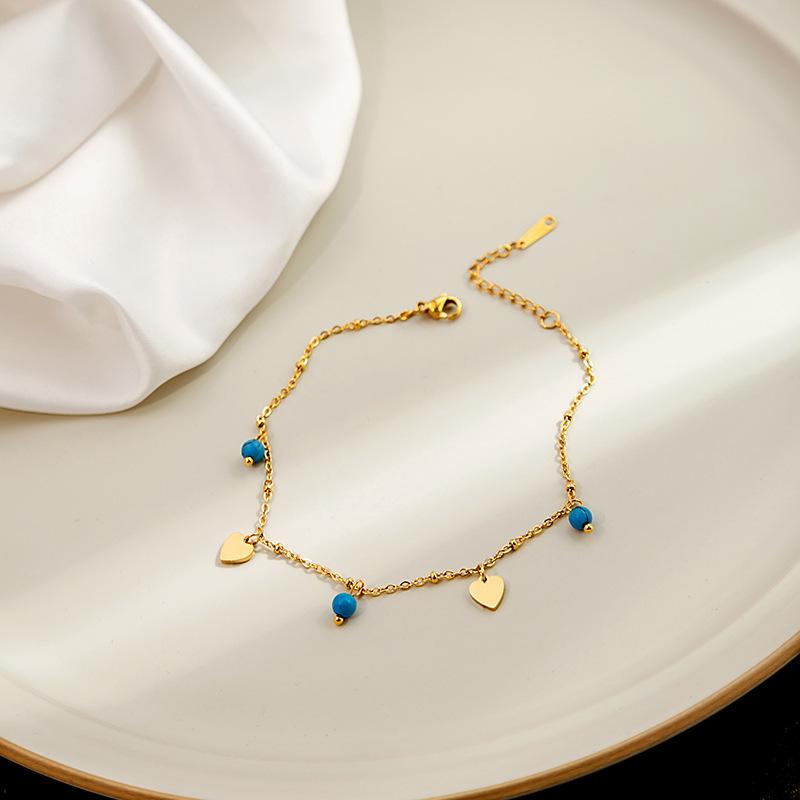 Metallic Turquoise Geometric Disc Anklet with Star and Butterfly Ornaments - Cold Temp Niche Style Accessories