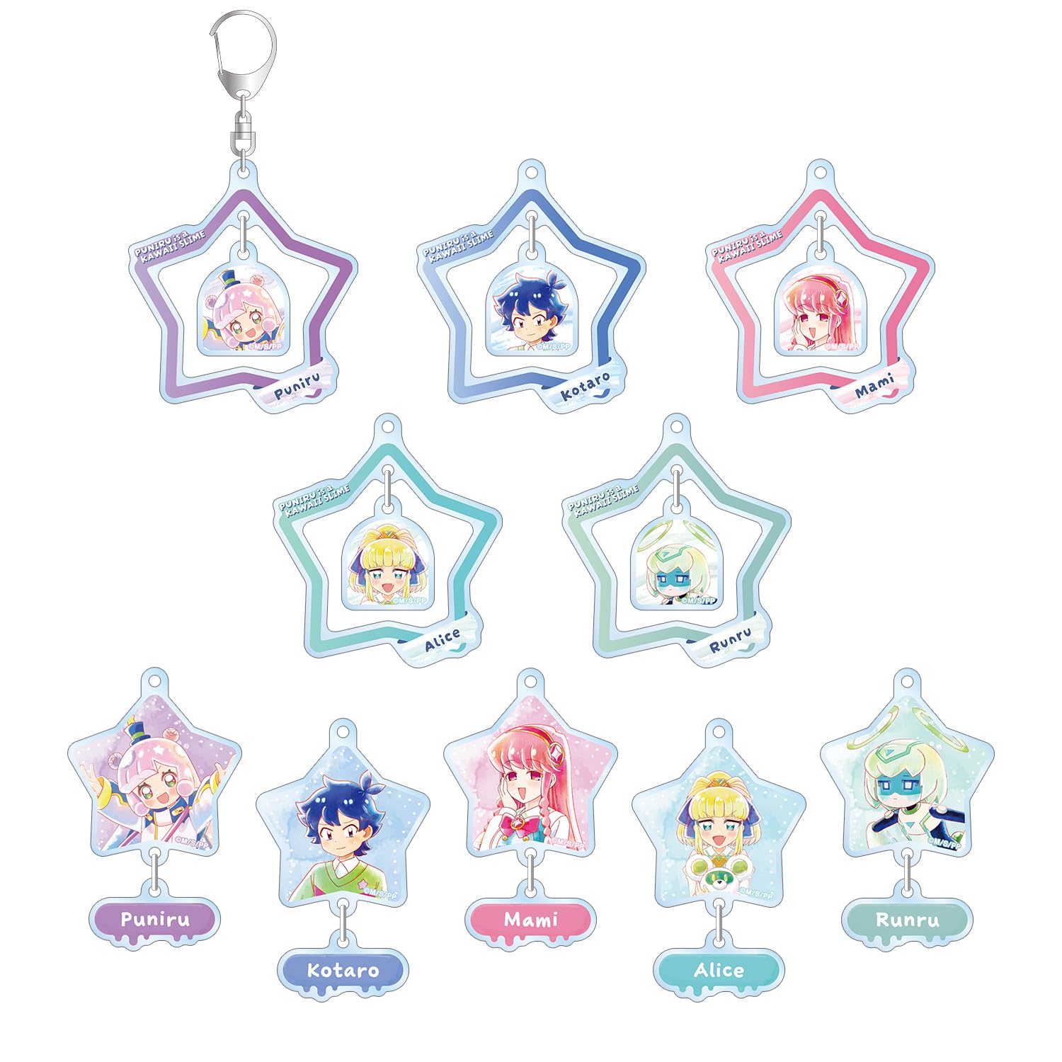 

Аниме ТВ — Милые акриловые брелоки-подвески Ani Art aqua label, качающиеся, коробка из 10 штук «Пуниру Слайм»