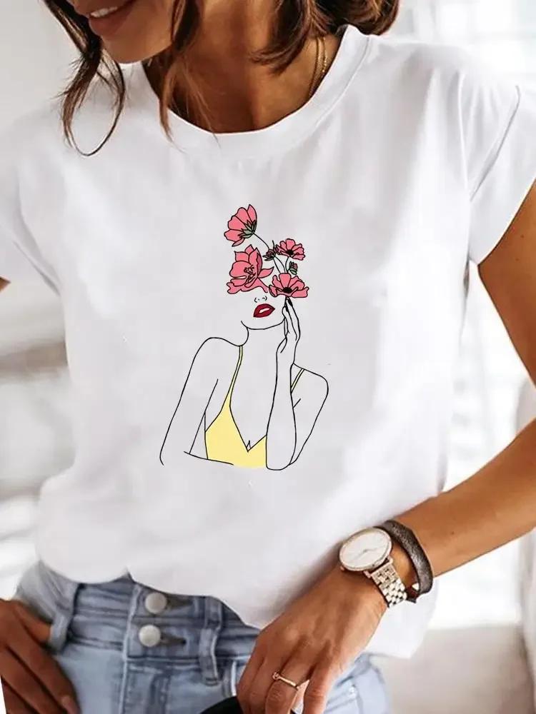 Casual Cotton Ladies Fashion Female Graphic Tee Short Sleeve Women Love Heart Trend Sweet Print Summer T Clothing T-shirts 2024