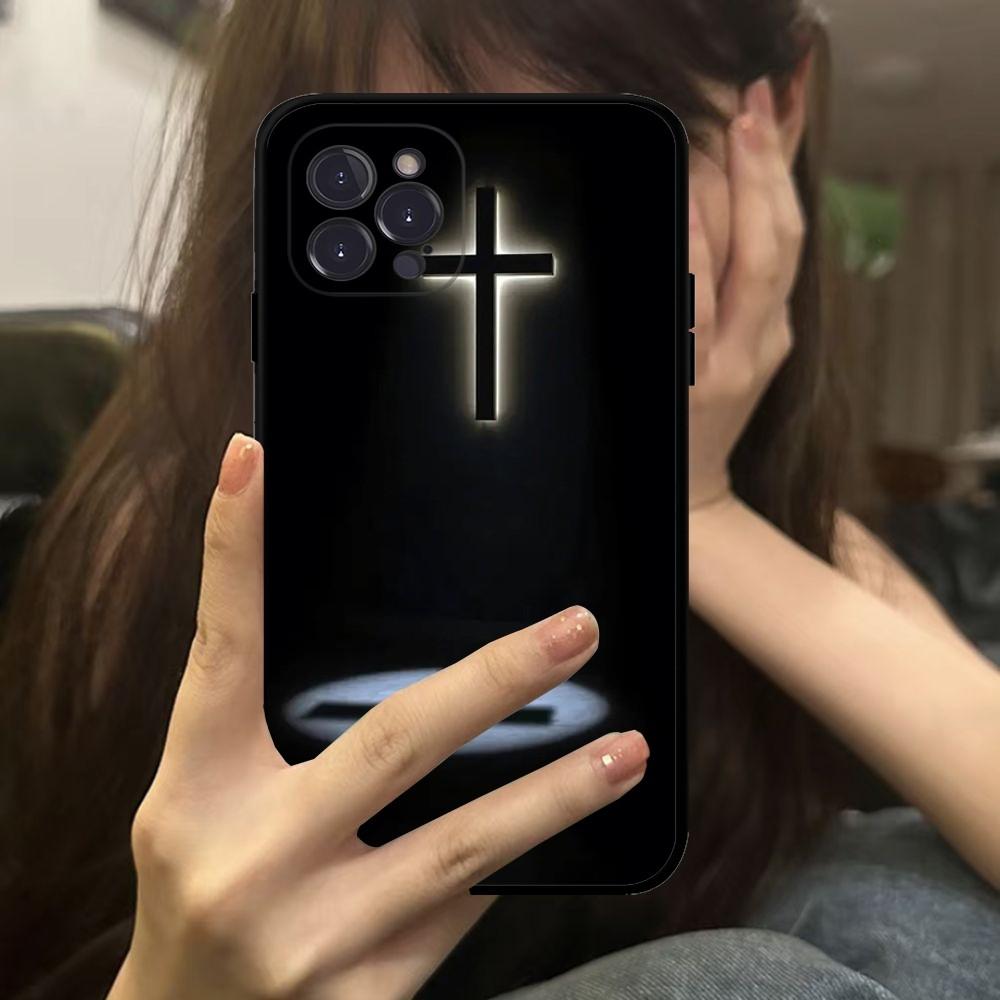 Black Cross Phone Case For IPhone 16 15 14 11 12 13 Mini Pro XS Max Cover 6 7 8 Plus X Funda Shell