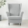 Solid Color Sloping King Back Chair Covers Elastic Polar Fleece Wing Chairs Cover with Seat Cushion Cover Furniture Protector
