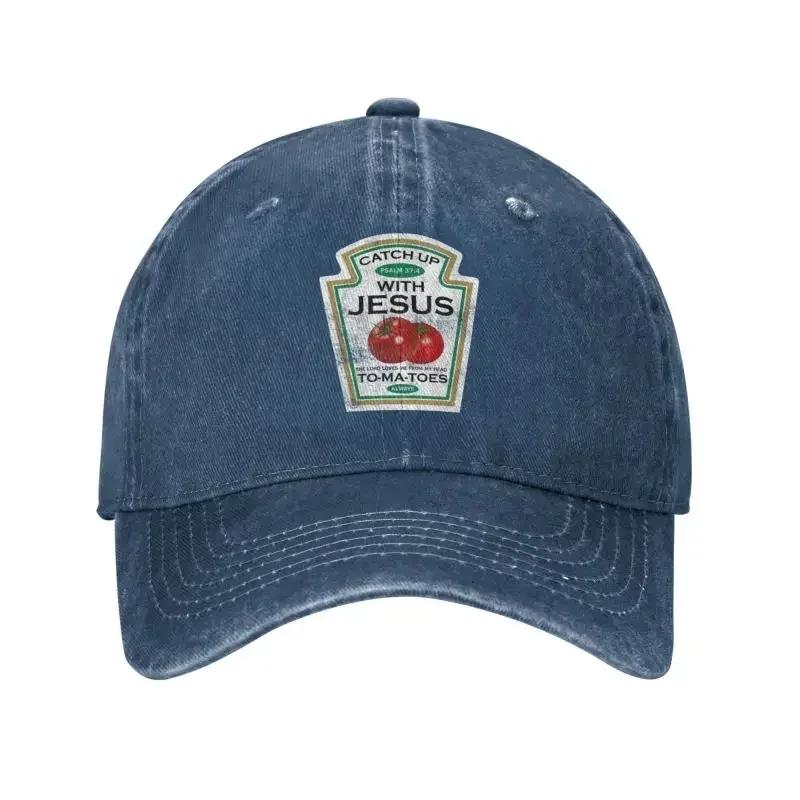 Cotton Catch Up With Jesus Baseball Cap Women Unisex Adjustable Vintage Vegan Tomato Christian Gift Veganism Dad Hat Sun Protection