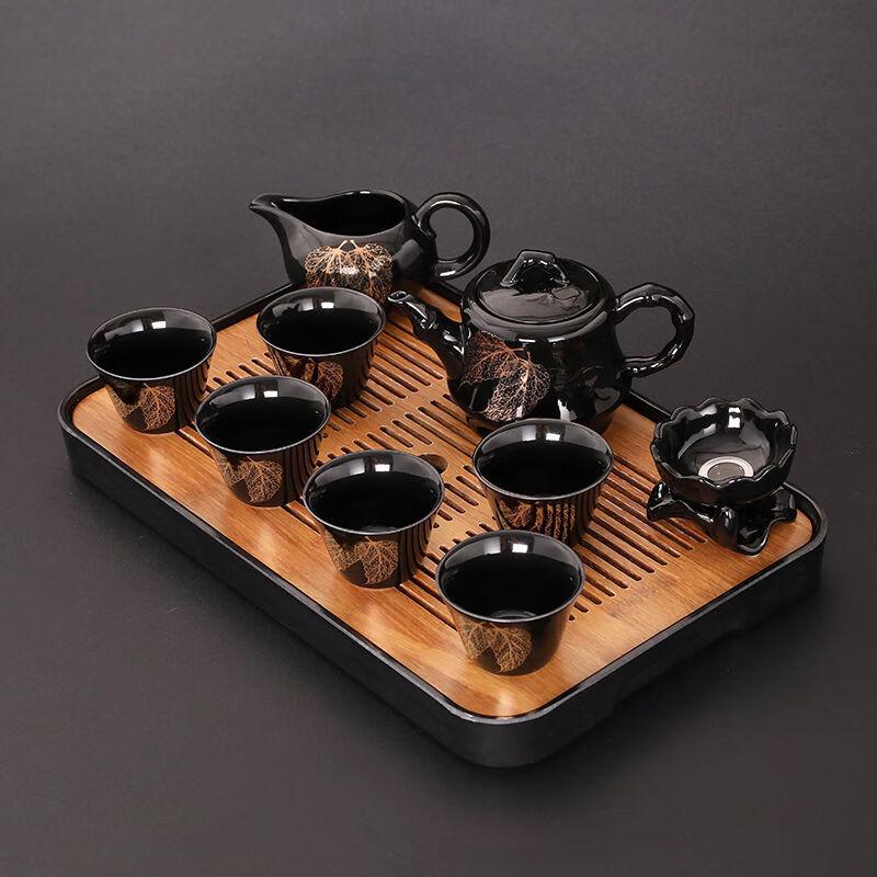 Hundun Black Glaze Jianzhan Ceramic Gaiwan Tea Set