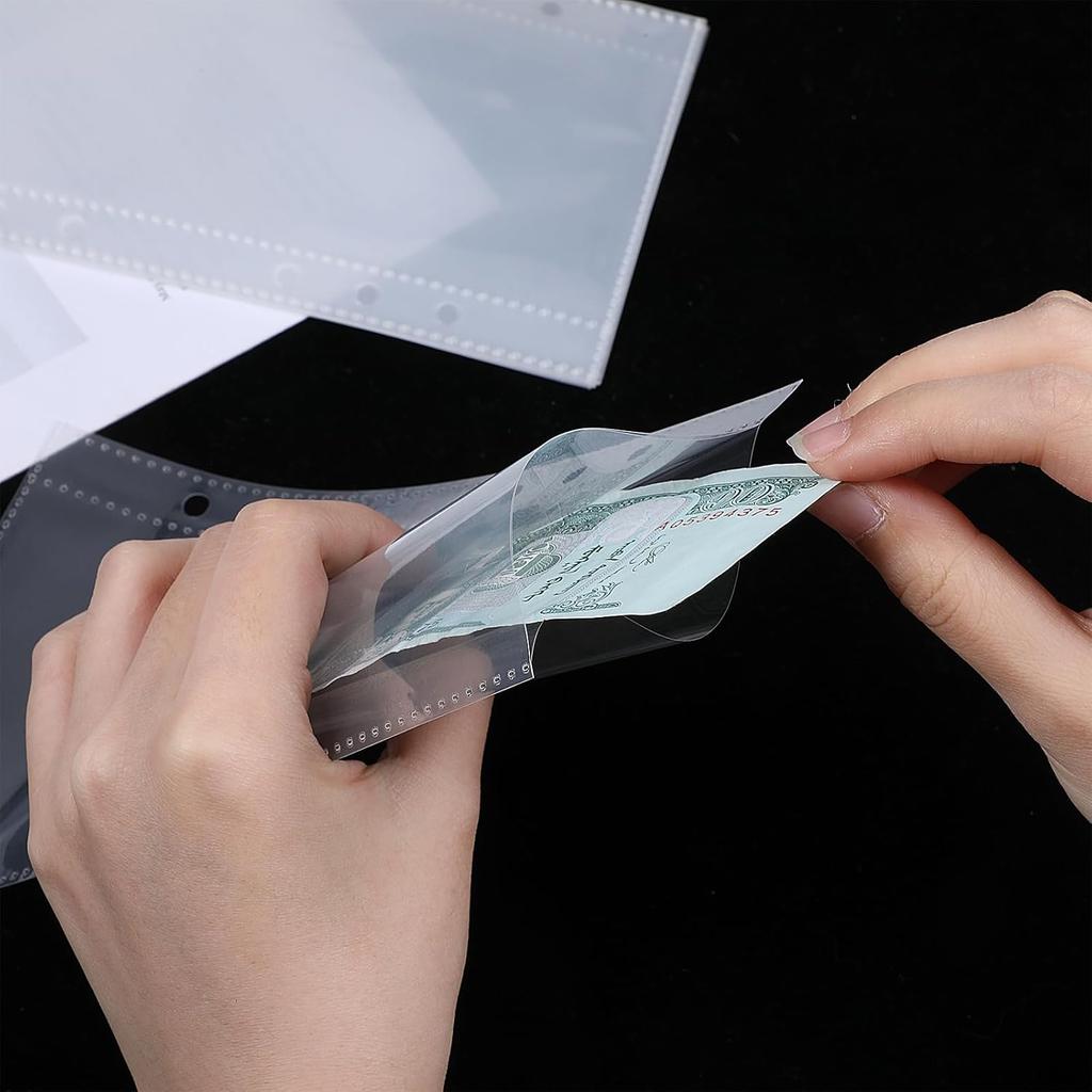 20 Pcs A6 Zipless Cash Envelopes, Frosted PP Binder Pockets 6 Ring Planner Erts Clear Sheet Protectors Budget Envelopes Organizer Accessories for 6