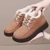 Women's Winter New Flat Sole Lace Up Ankle Cotton Boots Round Toe Thick Sole Loose Thickened Plush Warm Waterproof Snow Boots