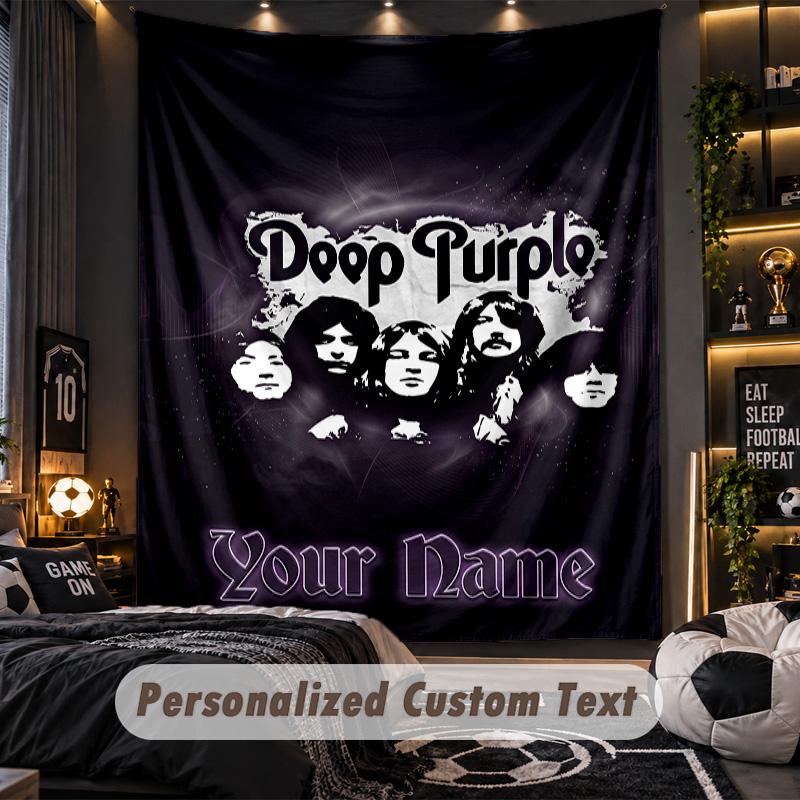 TapestryDeep Purple Custom Name Text Personalized Wall Hanging Tapestry Home Wall Decor