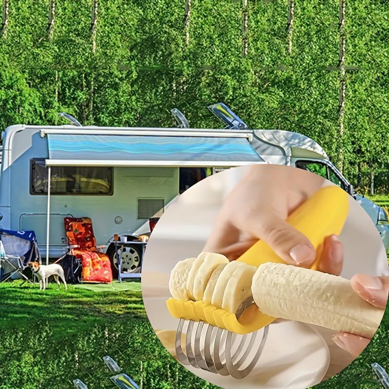Banana Slicer, ABS + 304 Stainless Steel Fruit Salad Peeler Kitchen Tool for Bananas, Hot Dogs, Strawberries, Cucumbers
