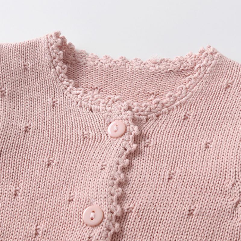 Spring and Autumn Infant Cotton Princess Baby Top Dress Sweater Coat Fashionable All-match Girl Knitted Cardigan