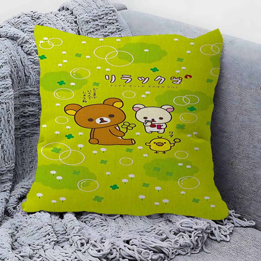 PC Cute Cartoon Rilakkuma Cushion Cover Inches Farmhouse Decor Home Throw Pillow Covers for Couch Decorations