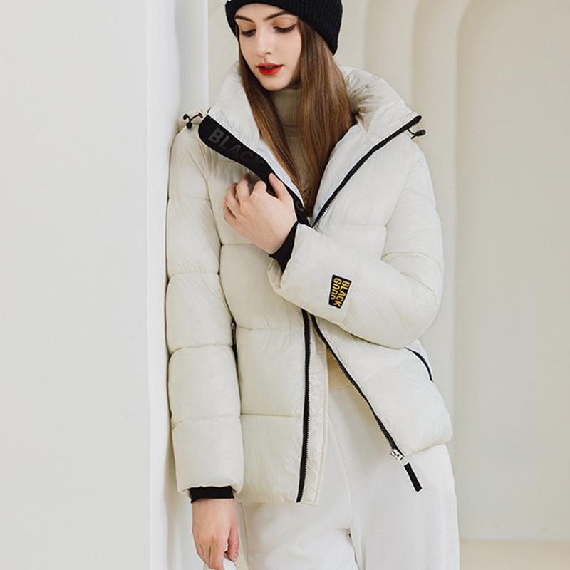 Kvinners vinter ensfarge varm bomull-polstret jakke stropp brød polstret frakk