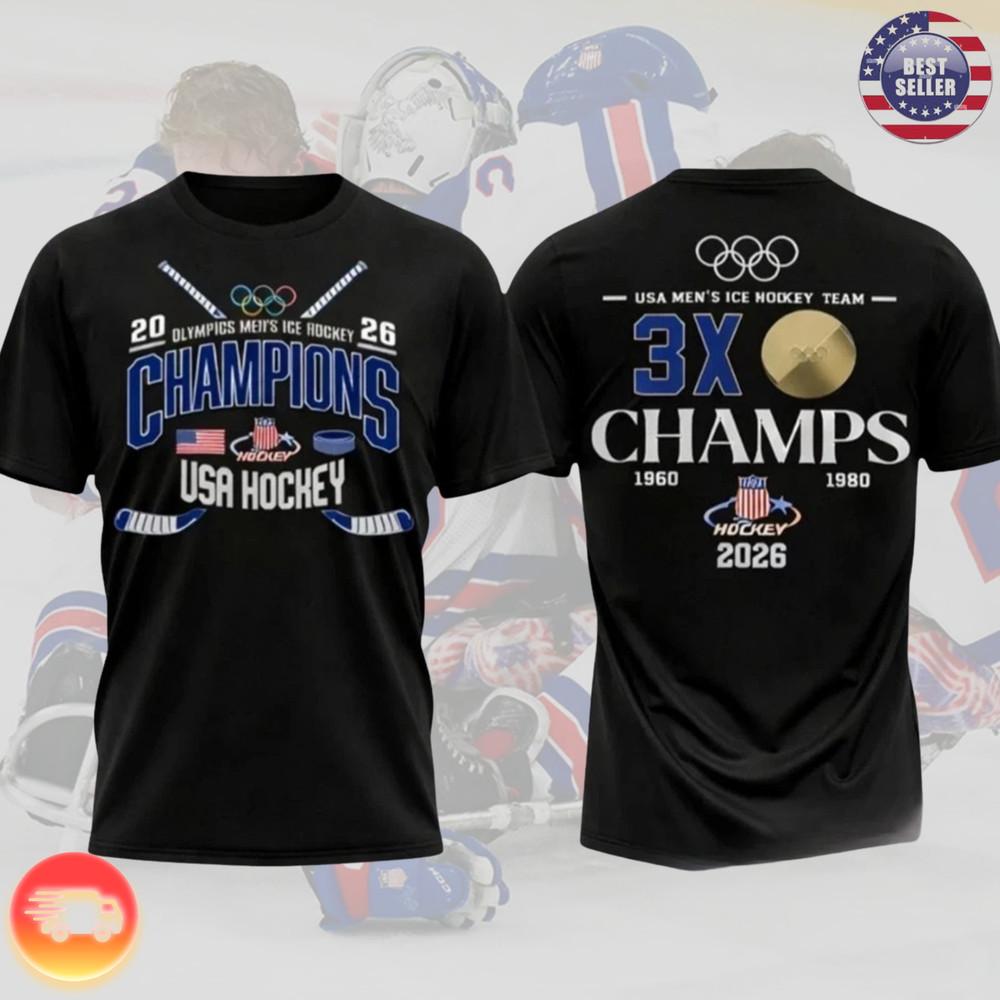 USA Hockey Olympic Champions 2026 TShirt Team USA Hockey Fan Tee S