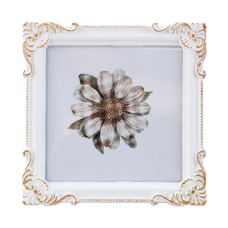 

Антикварная витиеватая фоторамка с цветочным рельефом Ретро рамка для фотографий Настенное и настольное размещение для домашнего декора Художественной галереи белый