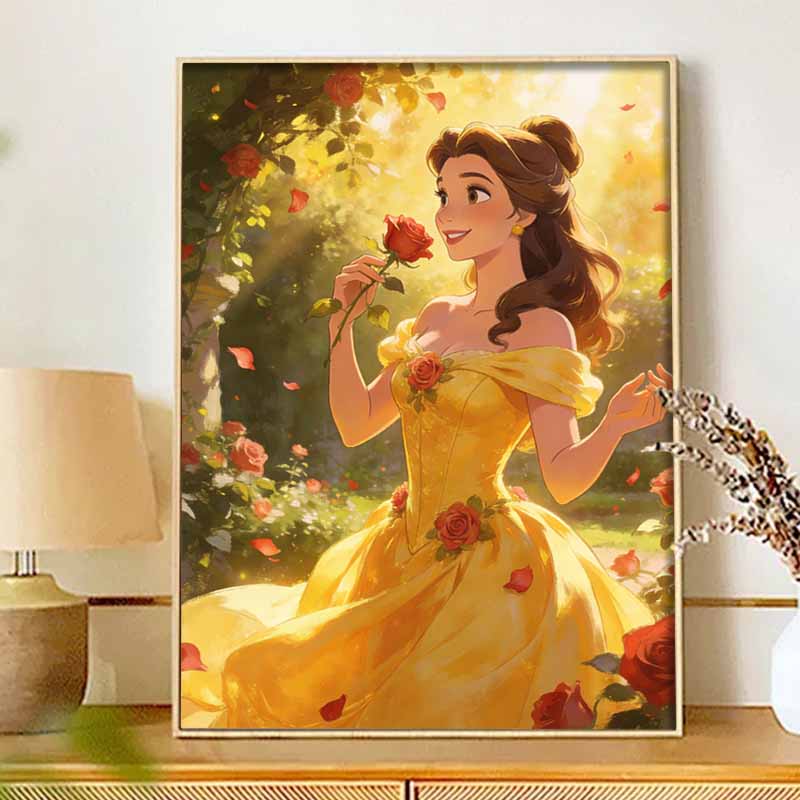 Disney Beauty and the Beast Belle Rose Diamond Paint Painting Art Kit Handmade DIY5D Home Decor Gift