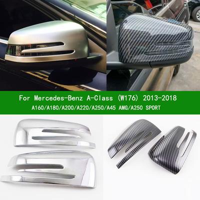 For Mercedes-Benz A-Class W176 2013-2018 A160 A180 A200 A220 A250 A45 AMG Chrome Carbon Fibre Side Rearview Mirror Cover