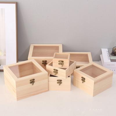 Personalizable Wooden Square Box for Crafts Gifts and Jewelry Storage