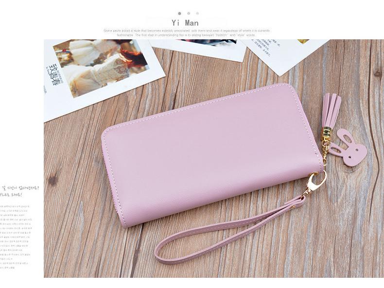Women's Long Zip Wallet – Korean Style Color Block Clutch with Large Capacity Coin Purse and Phone Pocket