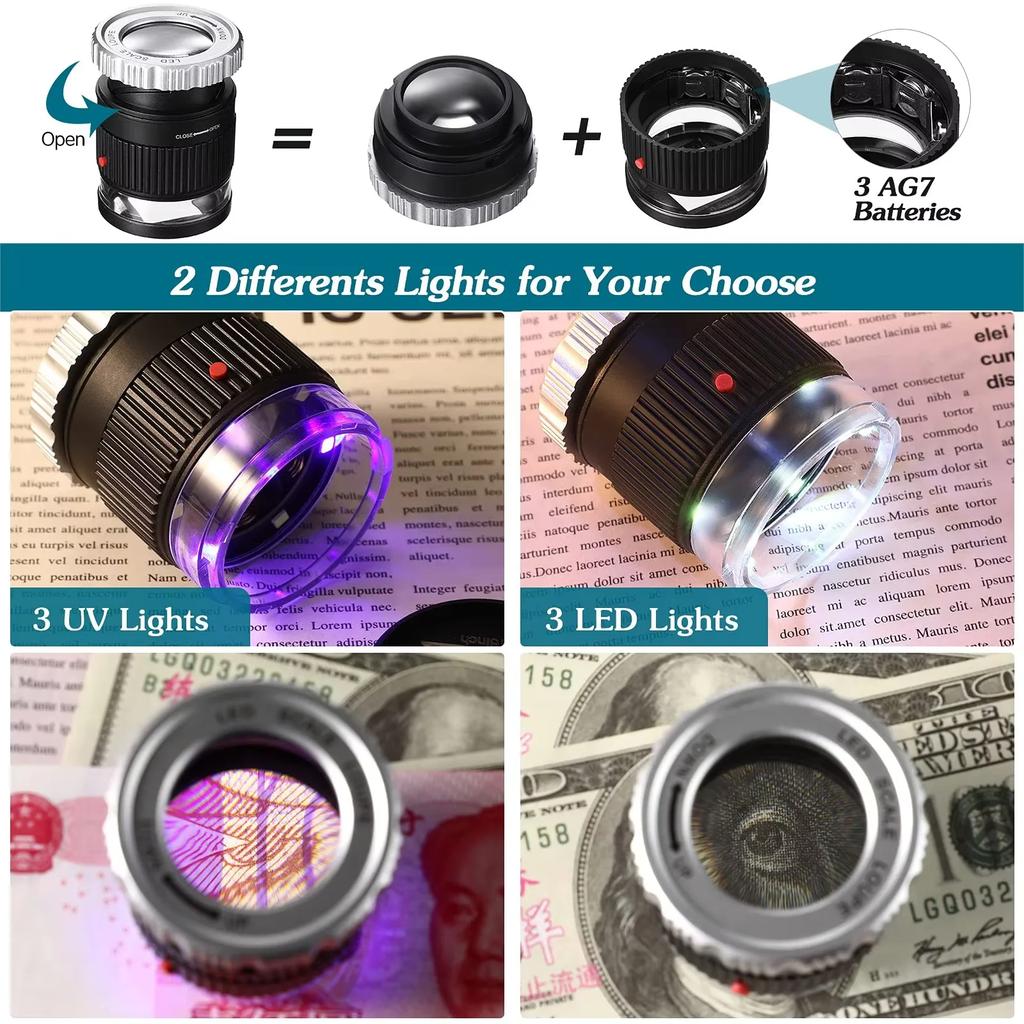 3/5/10/30X Magnifying Glass K9 Optical Lens Monocle Magnifier Magnifier Eye Lens Watch Repair for Coin Stamps Jewelry Lupe Loupe