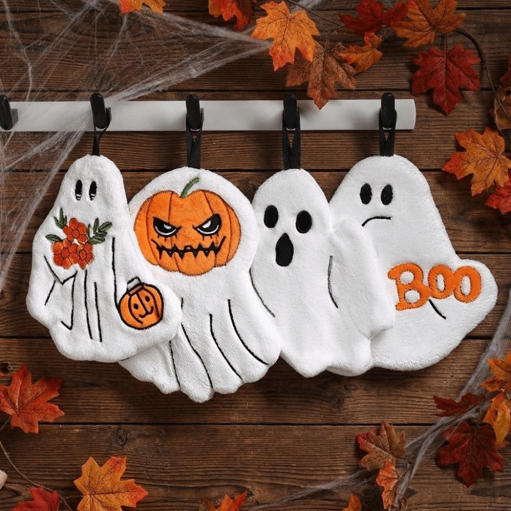 Coral Fleece Halloween Hand Towels Quick Drying Kitchen Towels Ghost Towel Halloween Gift
