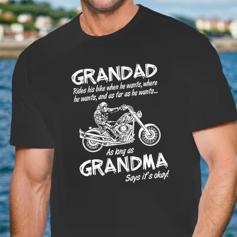 Grandad Grandma Biker Motorcycle Motorbike Mens Light  TShirt ONeck T Shirt Short Sleeve Mens Top Tees S