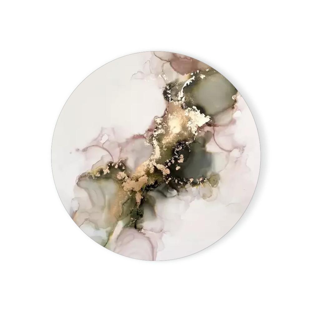 Abstract Art Coasters for Drinks Tabletop Protection Teal Watercolor Round Enamel Coasters Set with Cork Base Housewarming Gift