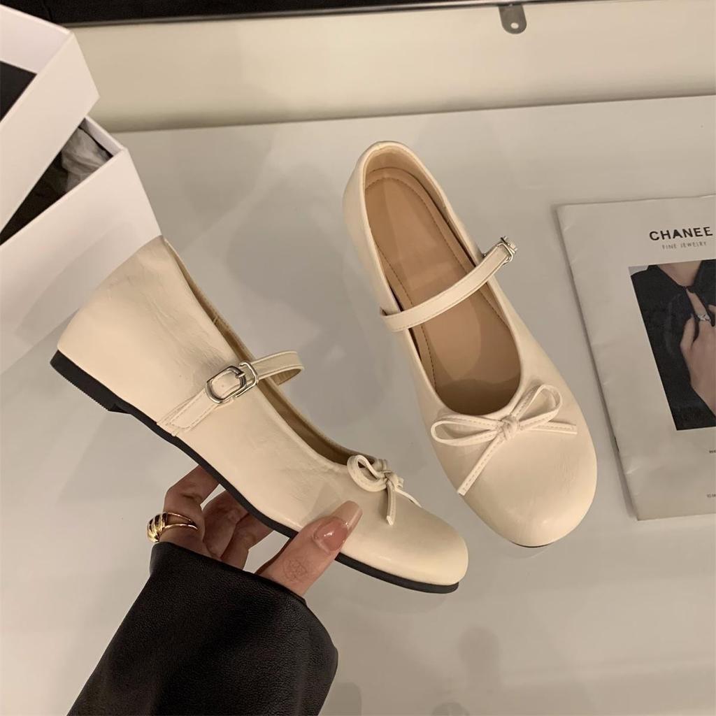 Inner height increase French gentle Mary Jane single shoes women's shoes 2025 new spring bow with skirt evening shoes