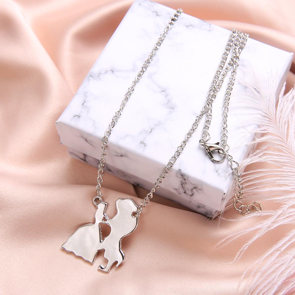 Necklace Women Creative Beautiful Women And Beasts Necklace Alloy Electroplating Pendant Spot