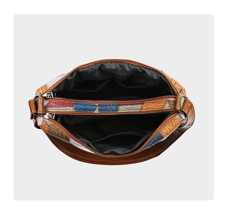 Large Capacity Women's Patchwork Leather Crossbody Sling and Shoulder Tote Bag for Work Commute