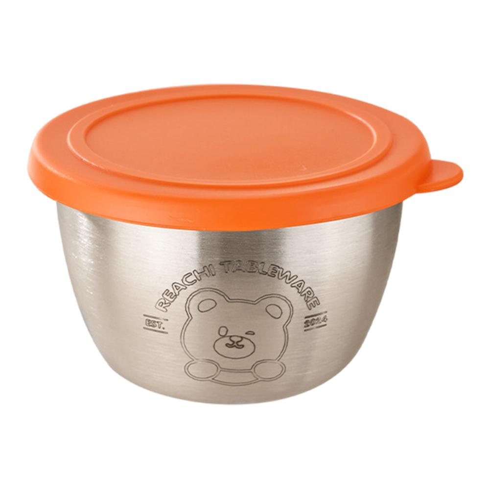 

304 Stainless Steel Bear Seasoning Box with Silicone Cover Small Storage Box Bear Condiment Container for Travel Picnic оранжевый