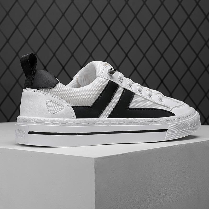 Trendige Herrenschuhe Frühling Studenten Low-Top Ein-Pedal Sport- und Freizeit Flache Schuhe Vielseitige Kleine Weiße Stoffschuhe