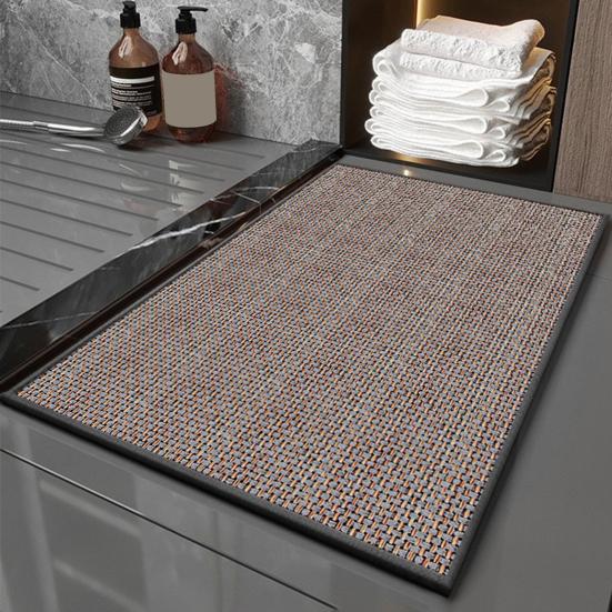 Floor Mat Anti-Slip Design Water Absorbent Quick Drying Bathroom Mat Durable Braided Texture Entryway Rug