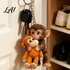 Durable Keychain for Backpack Baby Monkey Hugging Plush Toy Cute Animal Bag