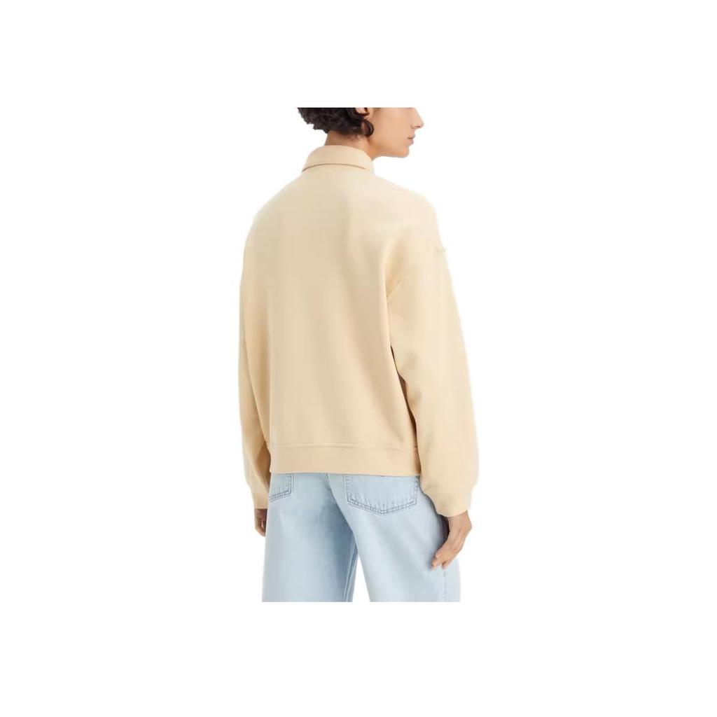 Levis FW23 Einfarbig Lässig Warm Langarm Poloshirt Damen Oberteile Off-White A1899-0003