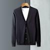 Men S V Neck Solid Color Long Sleeve Knit Cardigan Casual Outerwear