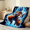 1 vnt. Son Goku raštuotas flanelinis pledas, tinkantis visiems sezonams, namų dekoravimui, šilumai ir jaukumui, dovanoms, šventinei dovanai