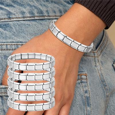 Y2K Fashion Colorful High Quality 9mm Width Elastic Italian Charm Links Chain Stainless Steel Bracelet Bangle Jewelry DIY Making